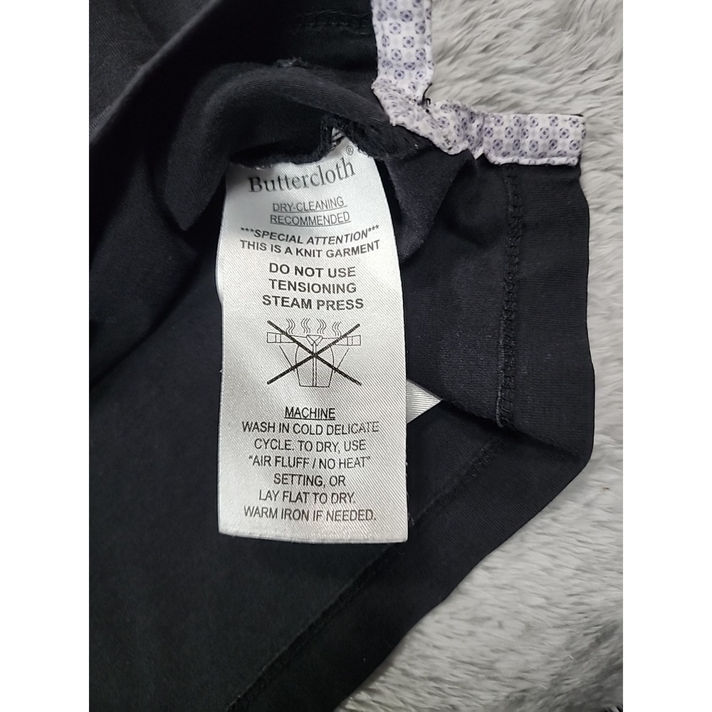 Butter Cloth Icy Cotton Polo Shirt Mens‎ Medium Black  Button Up Golf Preppy - Picture 7 of 11